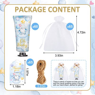 60 Sets Baby Shower Hand Cream, Boy Baby Shower Party Favors Gifts for Guests Bridal Shower, Wedding Hand Cream Gifts,Travel Size Hand Lotion Bulk for Wedding, Baby Shower Thank You Gifts (Elephant)