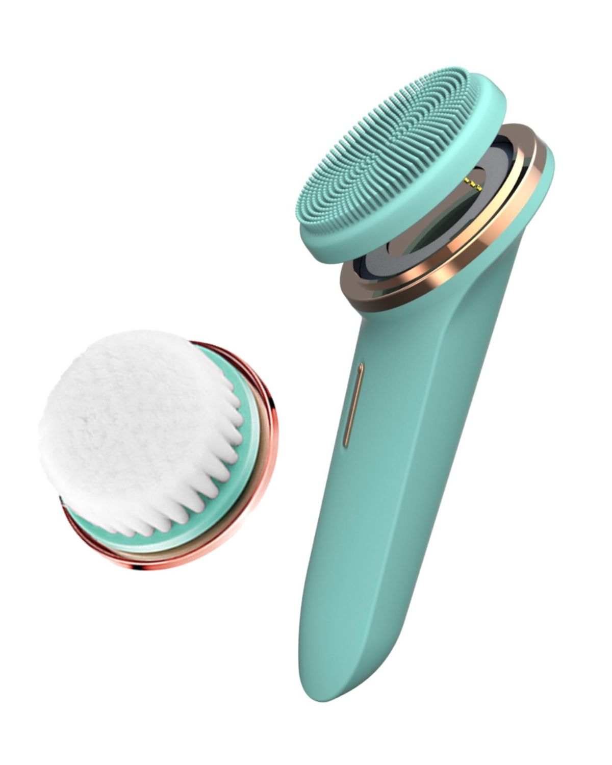 Electric Cleansing Facial Brush - Rechargeable Waterproof Face Exfoliator, 5-Speed Silicone Face Scrubber, Deep Cleanse &amp; Moisturizer, Adjustable Heads, All Skin Types, for Men &amp; Women (Sea Foam)