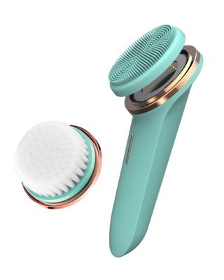 Electric Cleansing Facial Brush - Rechargeable Waterproof Face Exfoliator, 5-Speed Silicone Face Scrubber, Deep Cleanse &amp; Moisturizer, Adjustable Heads, All Skin Types, for Men &amp; Women (Sea Foam)