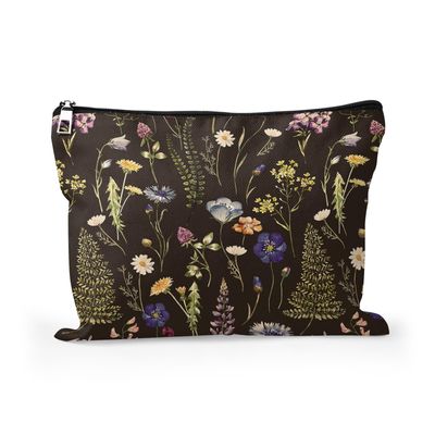 Cafl Watercolor Wildflowers Makeup Bag Travel Large Dandelion Floral Cosmetic Bag Organizer toiletry Essentials Jewelry Skincare Zipper Bag For Women -108 inch