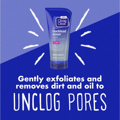 Clean &amp; Clear Blackhead Eraser Oil-Free Facial Scrub with 2% Salicylic Acid Acne Medication, Exfoliating Daily Face Scrub for Acne-Prone Skin Care, 5 oz, 2 Pack
