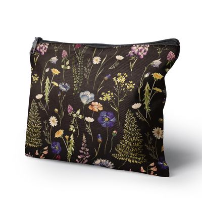 Cafl Watercolor Wildflowers Makeup Bag Travel Large Dandelion Floral Cosmetic Bag Organizer toiletry Essentials Jewelry Skincare Zipper Bag For Women -108 inch
