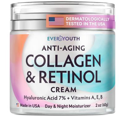 Face Moisturizer for Women, Anti Aging Collagen Cream for Face with Hyaluronic Acid and Vitamin A, Day &amp; Night Retinol Cream, Daily Moisturizer for Face, Neck Creams for Tightening and Firming, 1.7oz