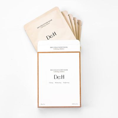 De:H Bio Cellulose Face Sheet Mask | Anti-Aging Korean Collagen Brightening &amp; Hydrating Face Masks Skincare with Organic Coconut Gel Sheet | 5-Pack