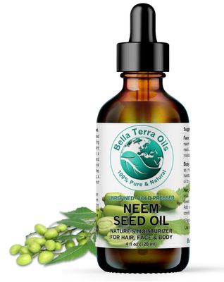 Bella Terra Oils - Organic Neem Seed Oil 4 oz - Dive into the Pure Organic Neem Goodness, Abundant in Oleic Acid &amp; Linoleic Acid, For a Radiant Skin Experience