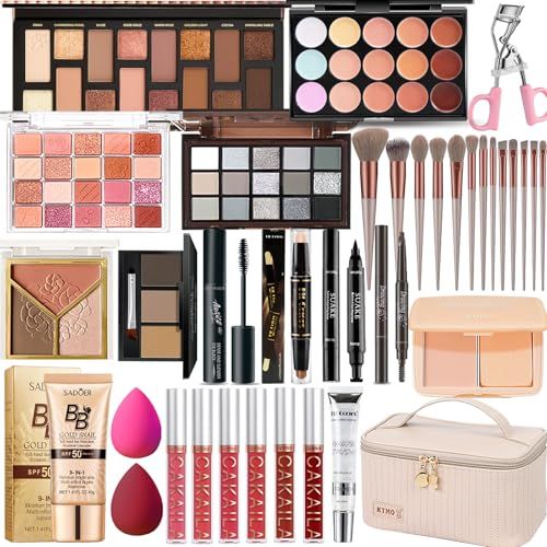All in One Makeup Kit, Makeup Kit for Women Full Kit, Travel Make Up Gift Set for Women, Teens &amp; Girls, Includes Eyeshadow Lipstick Eyeliner Eyebrow Pencil Brush Set, Beginners and Professionals Alike