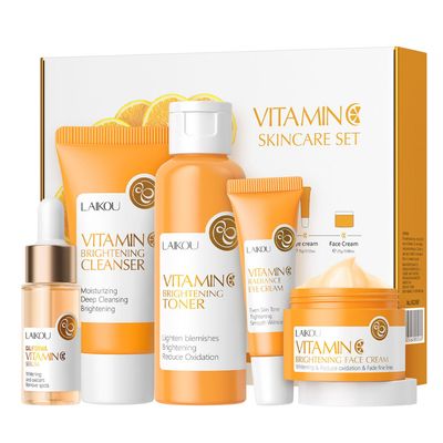 5Pcs Vitamin C Skincare Gift Set for Teenage Girls, Face Skin Care Kit With Cleanser, Face Serum, Eye Cream, Toner, Face Cream, Travel Skin Care Sets &amp; Kits for Women Men (nomal, 5, Count)