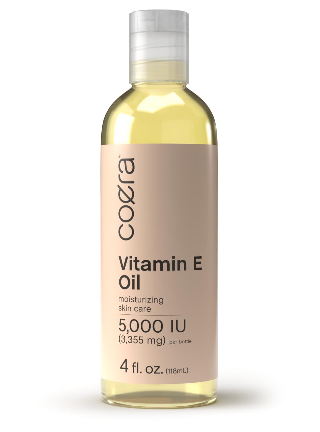 Coera Vitamin E Oil | 5,000 IU | 4 fl oz | Moisturizing &amp; Nourishing Skin Oil for Face, Hands, and Body | Free of Parabens, SLS, &amp; Fragrances
