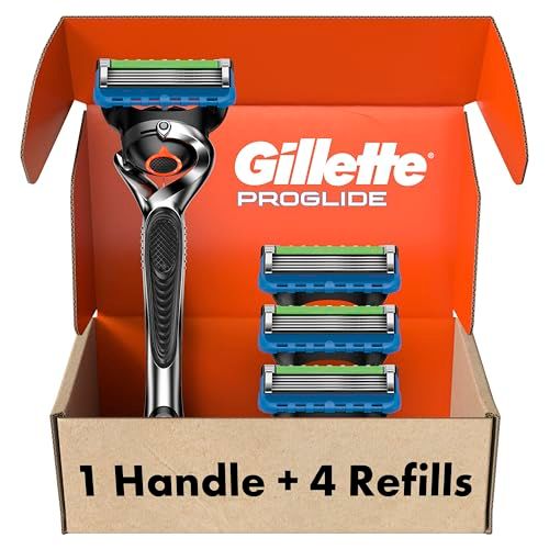 Gillette Fusion ProGlide Razors, Men 1 Gillette Razor, 4 Razor Blade Refills, Shields Against Skin Irritation