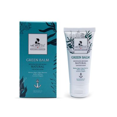 GREEN BALM Moutache and Beard Natural Growing Balm | Microalgae, Biotin, Keratin, Herbal Extracts 2oz / 60ml