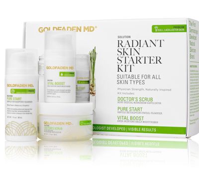 GOLDFADEN MD Radiant Skin Starter Kit | Complete Skin Care Regime including Exfoliator, Cleanser &amp; Daily Moisturizer | 3 Pc. Set