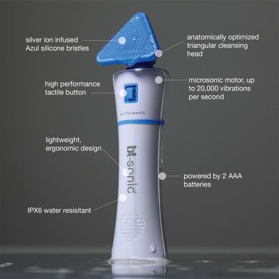Bio-Therapeutic bt-Sonic Facial Cleansing Brush, Ultrasonic Handheld Silicone Face Cleanser, Exceptional Quality Water Resistant Face Exfoliator