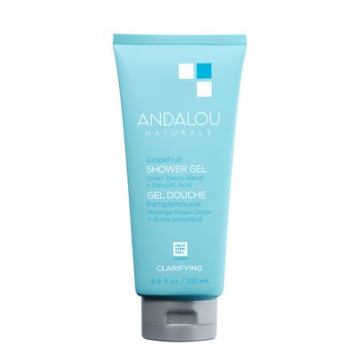 Andalou Naturals Body Wash, Clarifying Grapefruit Shower Gel, Gentle Exfoliating Salicylic Acid Body Wash with Tea Tree &amp; Witch Hazel, Targets Back Acne, Blemishes &amp; Excess Oil, 8.5 fl oz