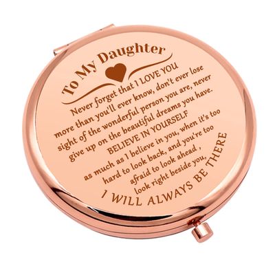 Daughter Gift from Mom Inspirational Birthday Gift for Daughter Compact Mirror for Daughter Stepdaughter Graduation Gift for Daughter Travel Makeup Mirror for Bonus Daughter Christmas Wedding Gift