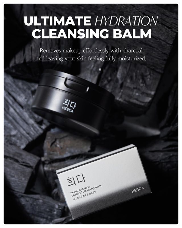 HEEDA Charcoal Cleansing Balm, Hydrating Makeup Melting Remover for Dry &amp; Sensitive Skin, Korean Beauty Face Cleanser 3.38 fl.oz