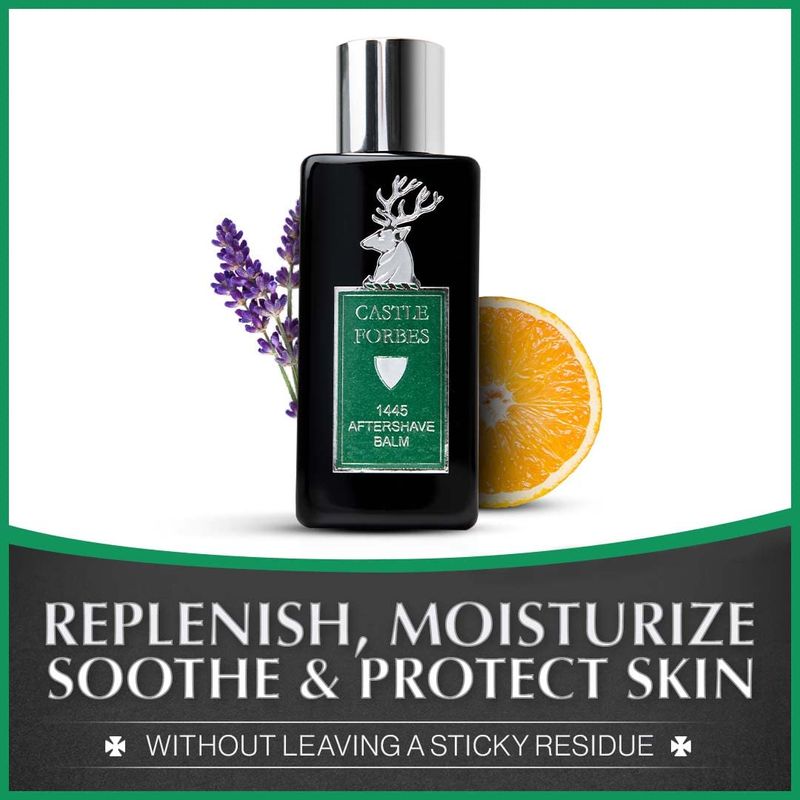 Castle Forbes 1445 Aftershave Balm For Men, 5 fl.oz. | Moisturizing After Shave Lotion w/ Essential Oils | Soothing &amp; Refreshing Face Balm | Alcohol Free Post Shave Skincare For All Skin Types