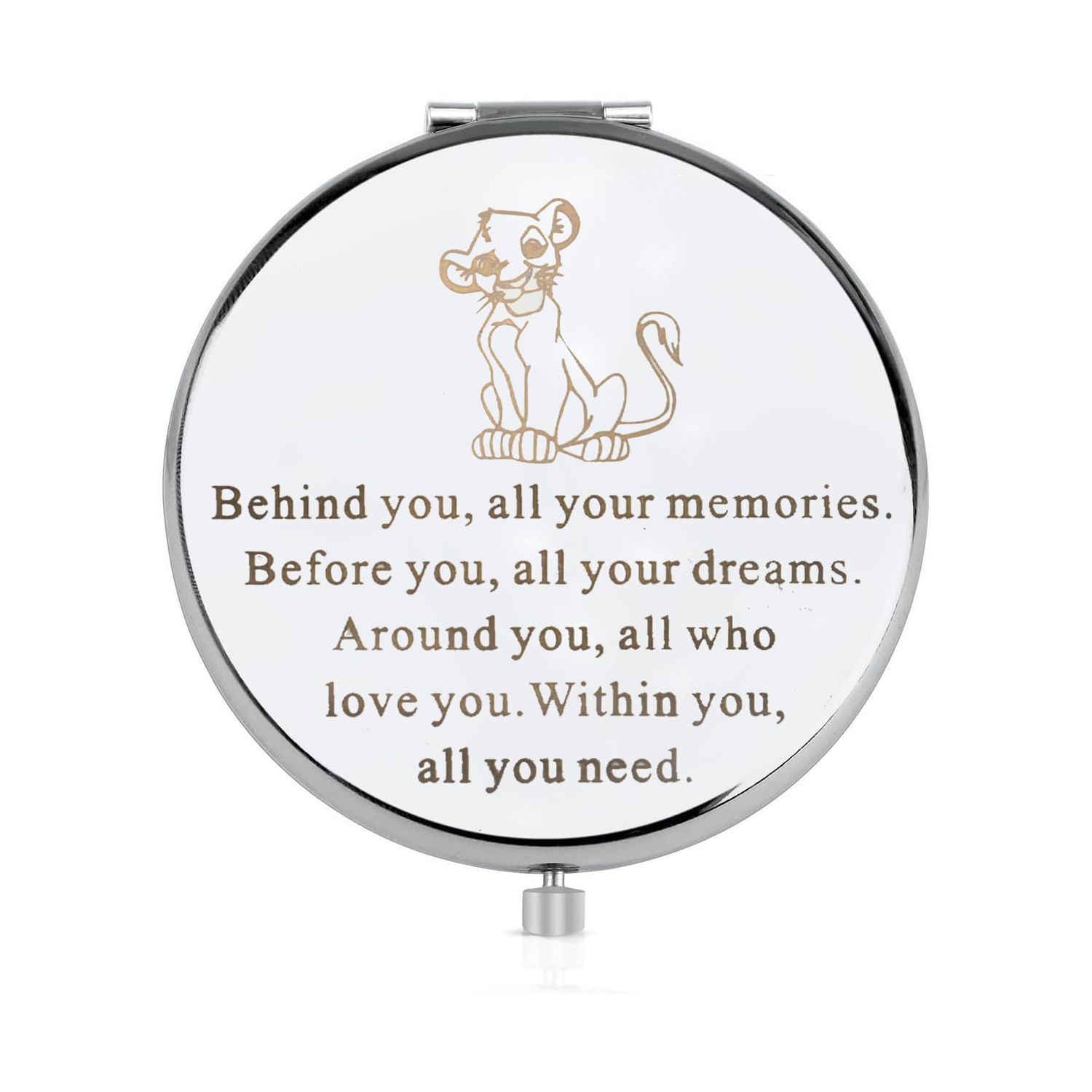 FEELMEM The Lion Inspire Gift Lion Compact Mirror Inspiration Gift Lion Simba Fans Gift Behind You All Your Memories