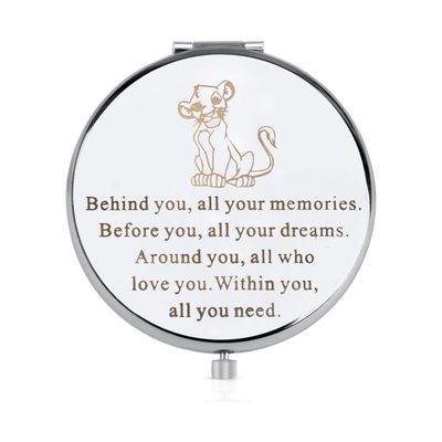 FEELMEM The Lion Inspire Gift Lion Compact Mirror Inspiration Gift Lion Simba Fans Gift Behind You All Your Memories