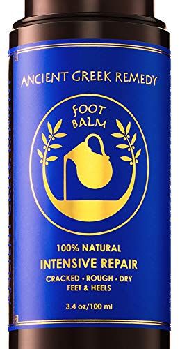 Ancient Greek Remedy Organic Foot Balm for Dry Cracked Feet and Heels, Made of Olive, Almond, Jojoba, Lavender and Vitamin E Oil. Natural Cream Moisturizer for Dry Skin Care for Women, Men