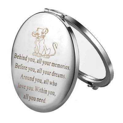 FEELMEM The Lion Inspire Gift Lion Compact Mirror Inspiration Gift Lion Simba Fans Gift Behind You All Your Memories