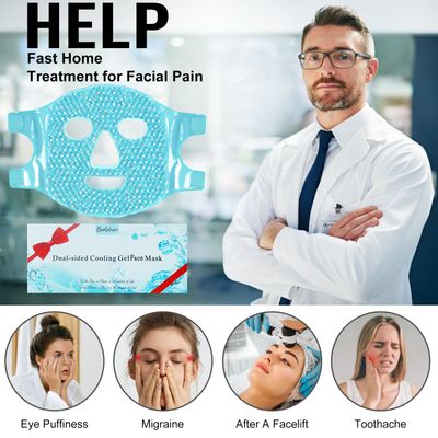 BeeVines Ice Face Mask, Cooling Gel Pack for Puffy Eyes, Cold & Hot Reusable Compress, Frozen Eye Packs Masks for Women for Dark Circles, Puffiness & Allergies (Blue)