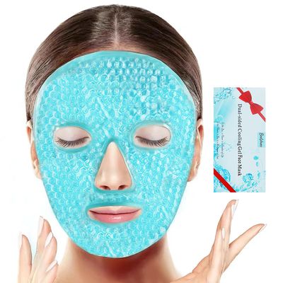 BeeVines Ice Face Mask, Cooling Gel Pack for Puffy Eyes, Cold &amp; Hot Reusable Compress, Frozen Eye Packs Masks for Women for Dark Circles, Puffiness &amp; Allergies (Blue)