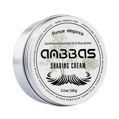 Anbbas 150g Shaving Cream Body Cream for Men Women Wet Shave Latheing,Sensitive Skin,Sandalwood Shea Nut Essential Oil