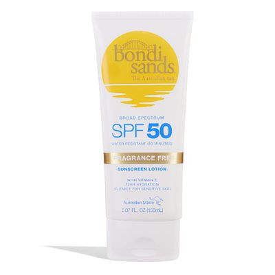 Bondi Sands Fragrance Free Sunscreen Body Lotion SPF 50 | Hydrating Broad Spectrum Protection, Sheer, Water Resistant | 5.07 Oz/150 mL