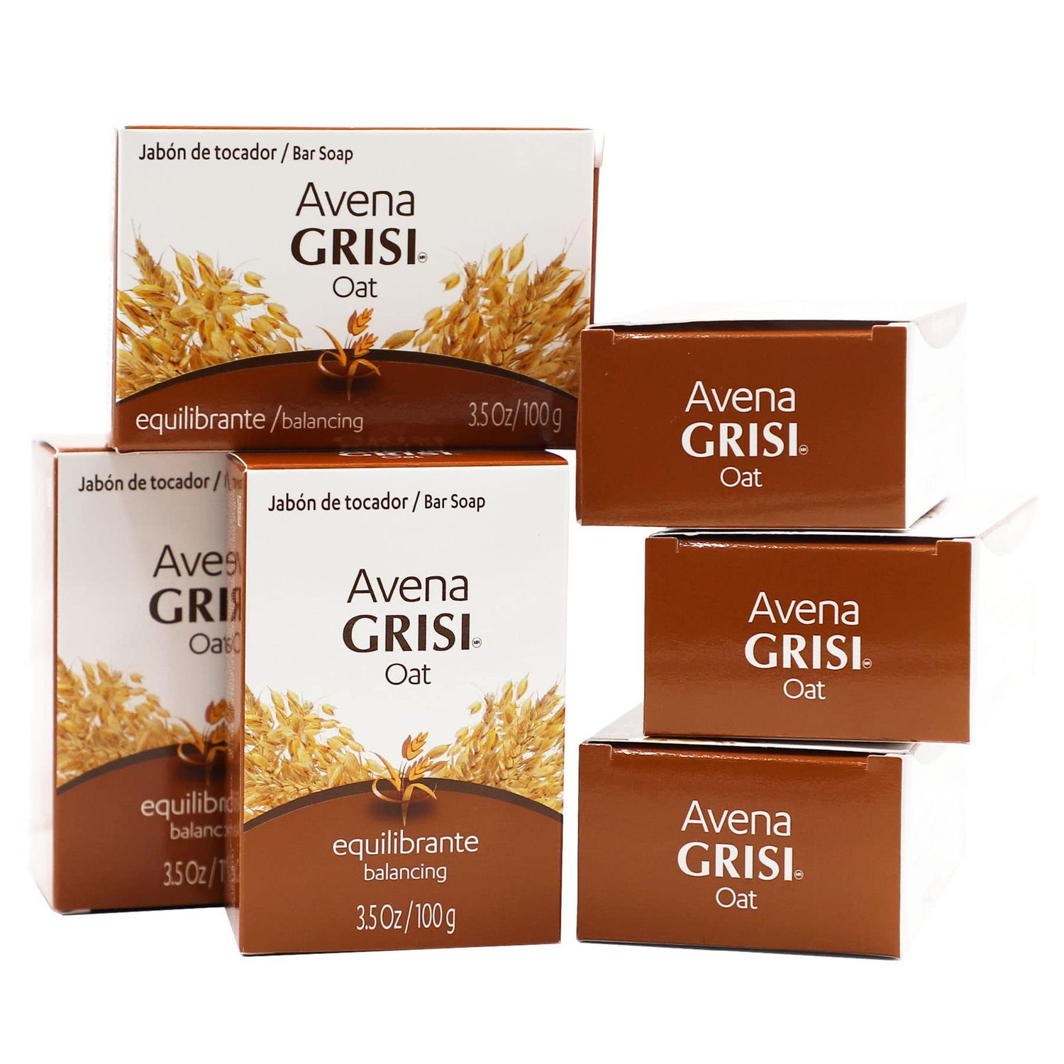 Grisi Oat Soap Cleansing Balancing Soap with Natural Oat Assists in Balancing your Skin and Moisturizing it Delicate, 6-Pack of 3.5 Oz Each Soap, 6 Soaps