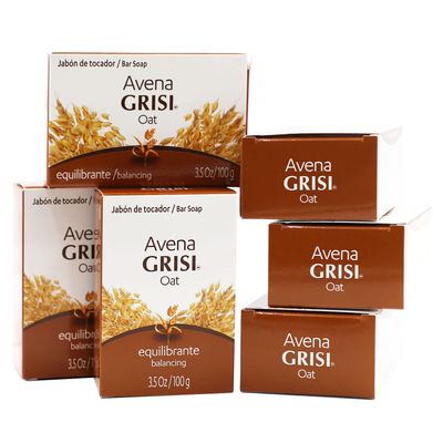 Grisi Oat Soap Cleansing Balancing Soap with Natural Oat Assists in Balancing your Skin and Moisturizing it Delicate, 6-Pack of 3.5 Oz Each Soap, 6 Soaps