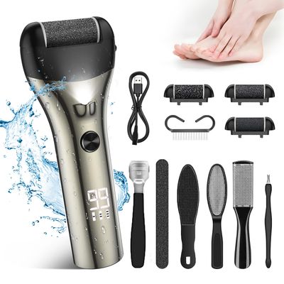 Electric Callus Remover for Feet, Foot Callus Remover Foot Scrubber, 3-Speeds Foot File Callus Remover for Feet, Portable 16-in-1 Pedicure Kit Pedicure Tools for Feet with 3 Rollers for Hard Dead Skin