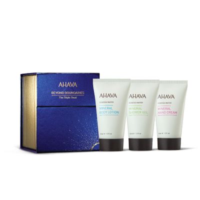 AHAVA The Triple Treat Gift Set - Includes Mineral Body Lotion, Mineral Hand Cream, Mineral Shower Gel 3 x 1.3 Fl.Oz &amp; Crystal Osmoter X6 Sample