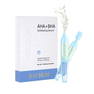 BACHERI Salicylic Acid Serum for Face with Glycolic Acid, Azelaic Acid, Redness Relief, Hydrating &amp; Smoothing Serum, Anti Aging Facial Serum, 5 Ampoules