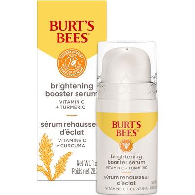 Burt&#39;s Bees Vitamin C Turmeric Face Serum, Brightens Skin &amp; Visibly Reduces Dark Spots, Fine Lines &amp; Wrinkles, Naturally Hydrating, Lightweight - Brightening Booster (1 oz)