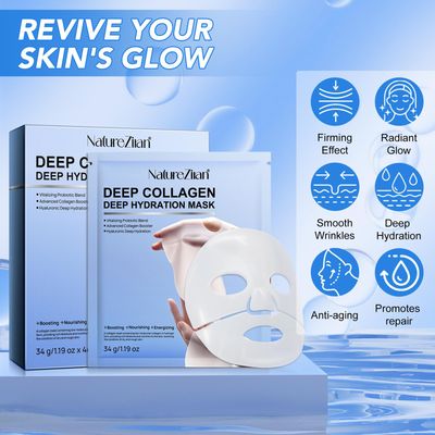 GOGIFTGO Collagen Face Mask,Collagen Real Deep Mask,Collagen Mask,Deep Hydrating Anti Wrinkle Lifting Mask,Hydrogel Masks for All Skin Types 34g*4ea (4ea)