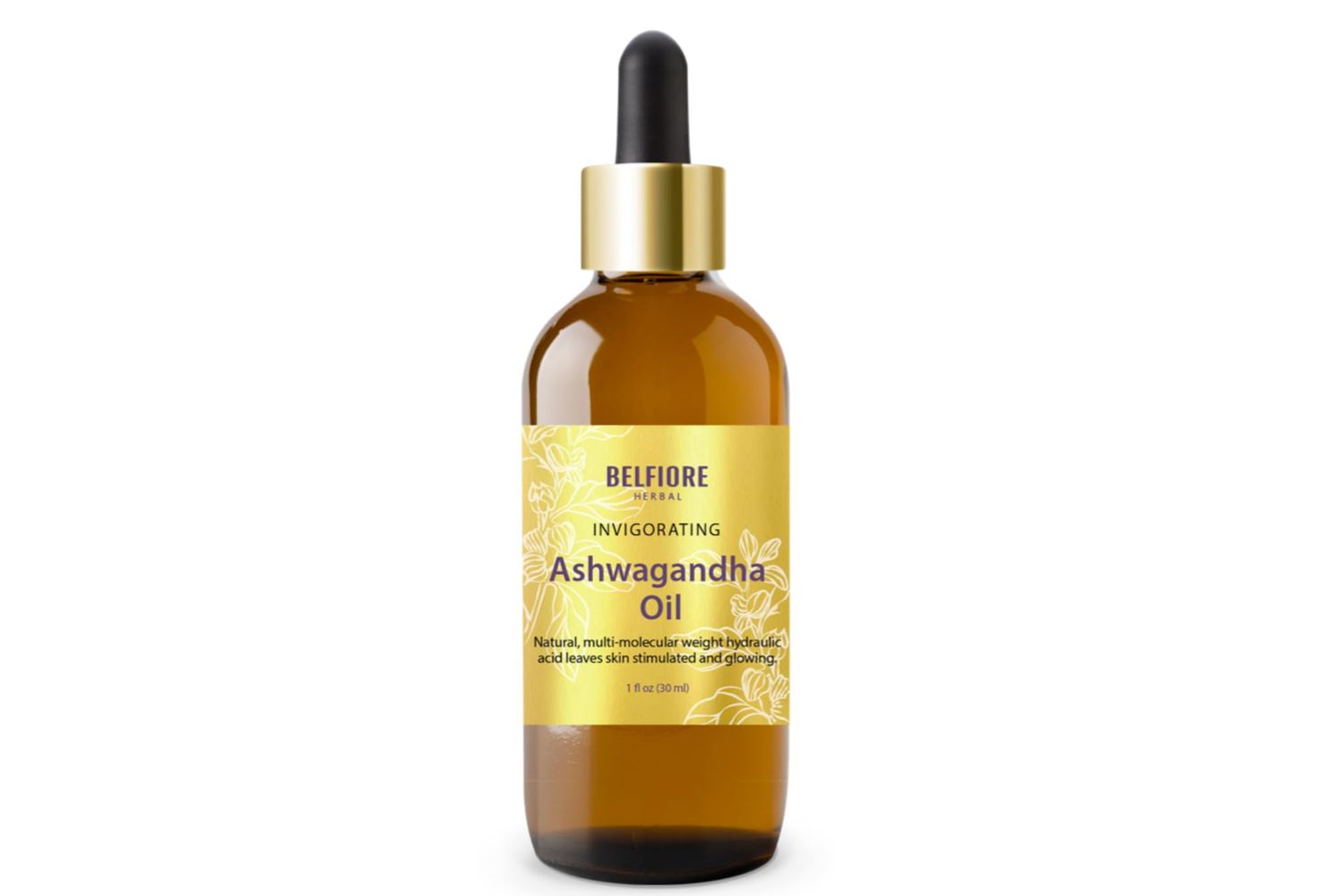 Belfiore Herbal Ashwagandha 100% Pure Natural Organic Oil, Immune Support, Healthy Skin, Collagen Boosting Anti Wrinkle, Vegan non-GMO, 1 ounce