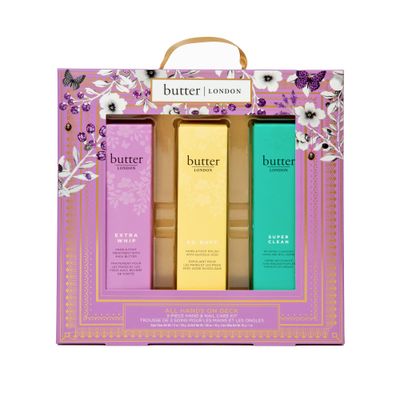 butter LONDON All Hands on Deck 3-Piece Hand &amp; Nail Care Kit, Helps Moisturize &amp; Restore Skin, At Home Manicure Prep, Vegan, Cruelty &amp; Paraben Free