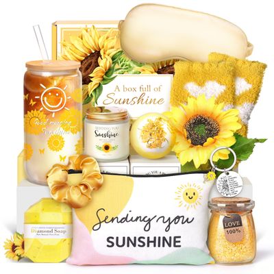 12PCS Sunflower Gifts for Women, Get Well Soon Gifts for Women Sending Sunshine Gift,Birthday Gifts for Women Unique Gifts for Mom Sister Teacher Friends Bestie Bff , Inspirational Gifts for Women