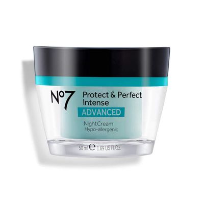 Boots No7 Protect &amp; Perfect Intense Almond Scented Night Cream - 1.69 Fl Oz - Gluten-Free, Hypoallergenic, Anti-Aging, SPF 15