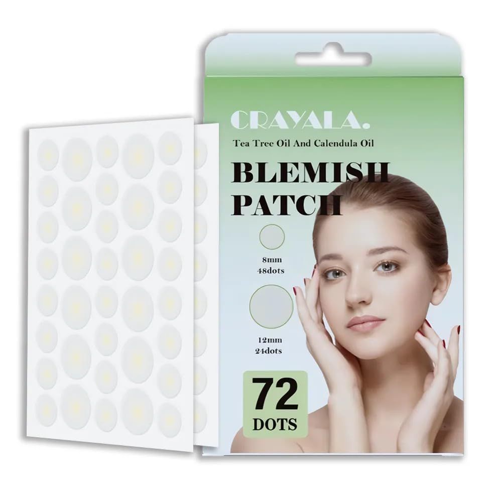 CRAYALA Cosmetics Original Patch - Hydrocolloid Acne &amp;Tea Tree Oil Pimple Patch for Covering Zits and Blemishes, Spot Stickers for Face and Skin (72 Count)