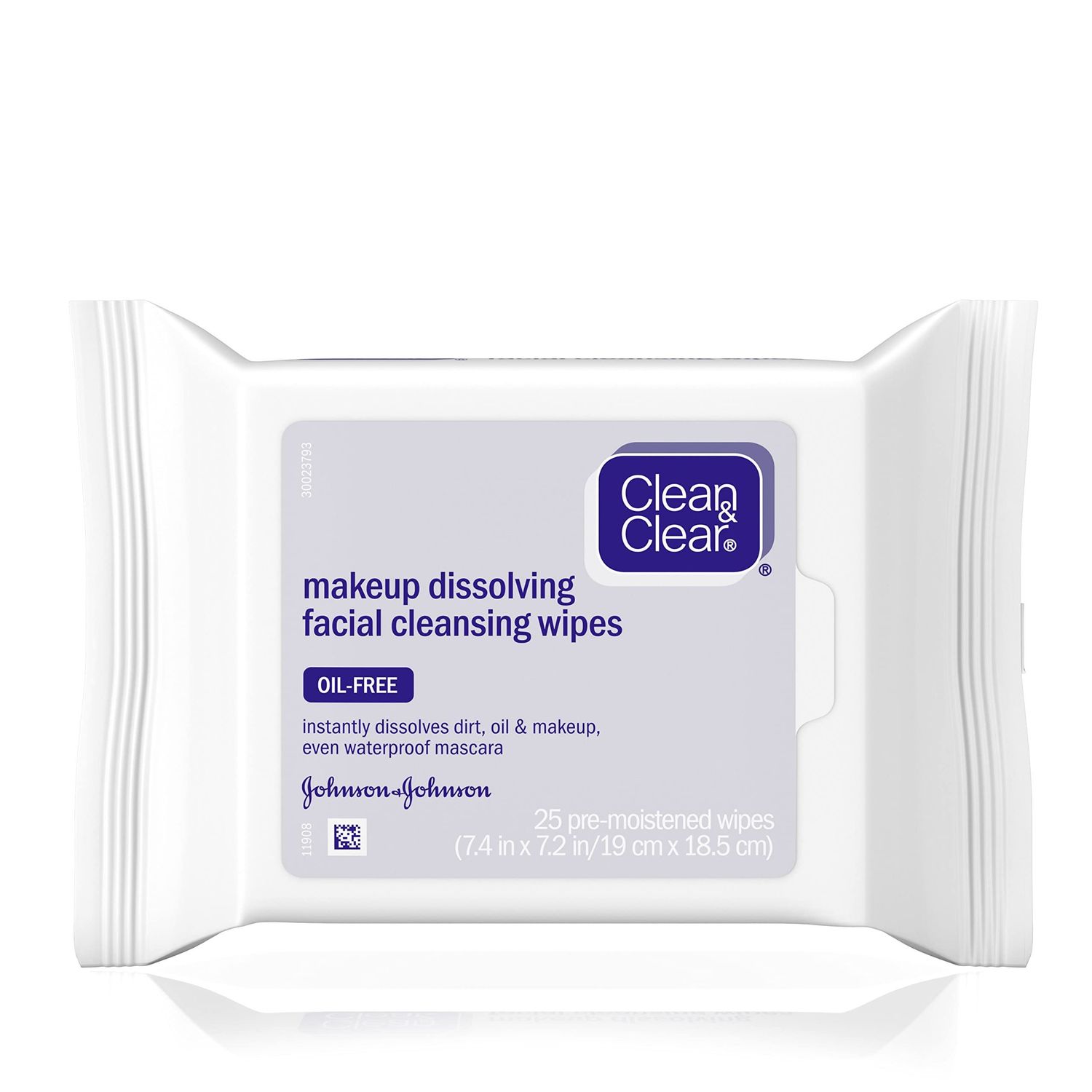 CLEAN &amp; CLEAR Makeup Dissolving Facial Cleansing Wipes 25 Each (Pack of 2)