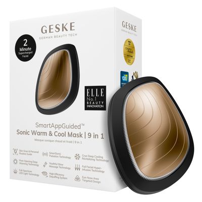 GESKE SmartAppGuided Sonic Warm &amp; Cool Mask | 9 in 1 | Beauty LED Face Mask | Facial Glow | Full Spectrum LED Light | Best Face Massager | Vibrating Mask | Warm and Cold Skincare