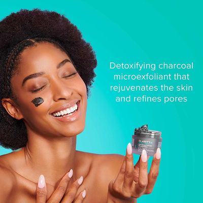 ClarityRx Down + Dirty Detoxifying Charcoal Face Wash, Natural Plant-Based Exfoliating Deep Pore Cleanser for Oily Skin, Paraben Free, Cruelty Free (1.7 oz)