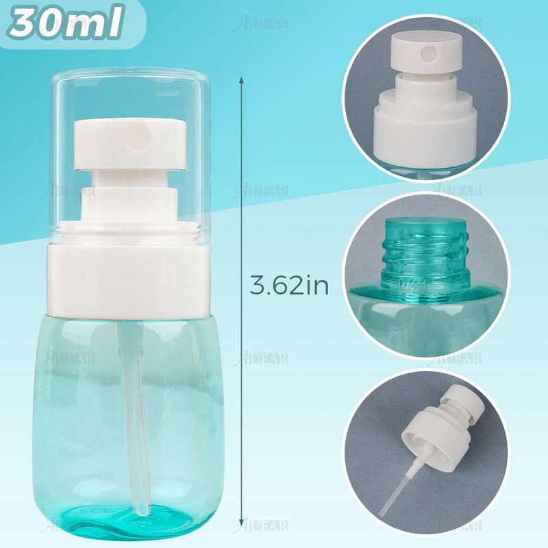 AUEAR, 4 Pcs 30ml Spray Bottles Plastic Empty Travel Refillable Mist for Skincare Makeup Hair Cleaning Lotion Perfume
