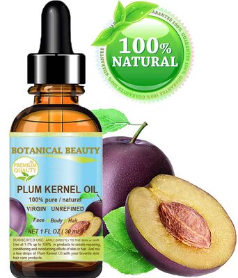 Botanical Beauty French PLUM KERNEL OIL 100% Pure Natural Virgin Unrefined Cold Pressed Carrier Oil 1 oz- 30 ml for Face, Skin, Hair, Lips, Nails. Skin SuperFood. Face moisturizer Oil