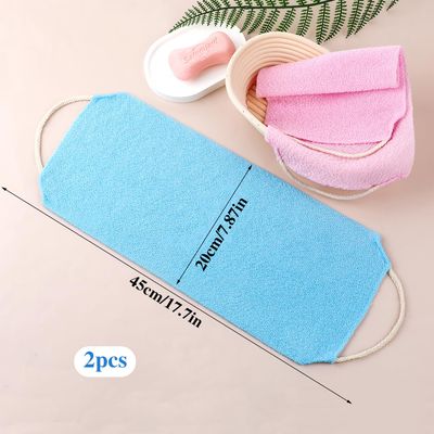 2Pcs Back Scrubber Body Bath Pull Strap Scrubber with Handles Nylon Exfoliating Washcloth Extended Length Washers Stretchable Shower Scrubber for Face Back Cleans Skin Massages Women Men