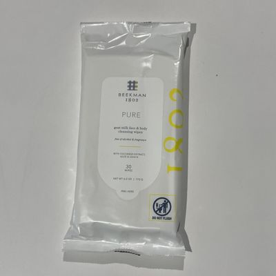 Beekman 1802 Face &amp; Body Wipes - Fragrance Free, 30 Count, Cleanses Dirt &amp; Makeup, With Goat Milk, Aloe &amp; Vitamin E
