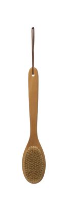 Creative Co-Op Wood Bath Leather Tie Brush, Brown