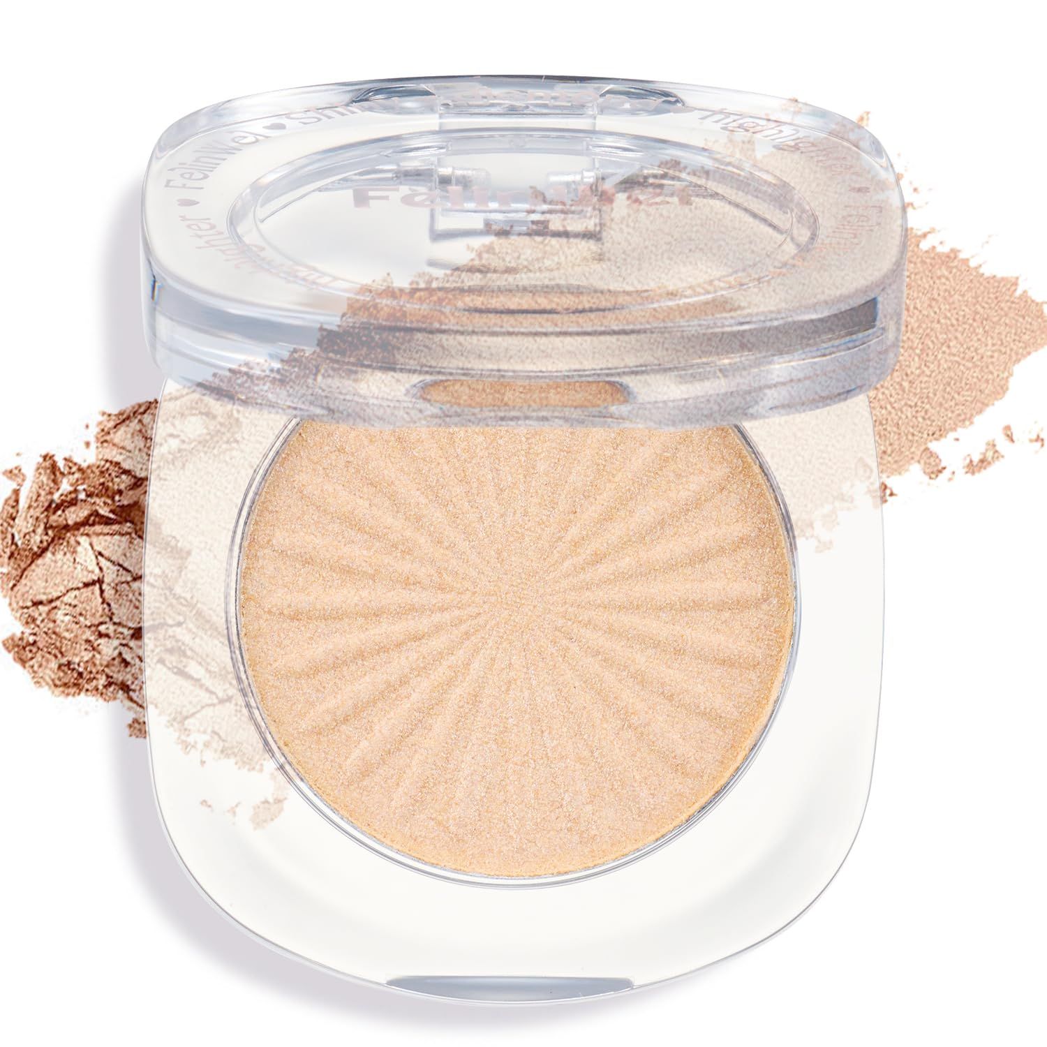 FelinWel Highlighter Makeup Palette Face Highlighting Palette for Cheek Body Collarbone, Long-Lasting Shimmery Contour Powder-02 Shine Champagne (0.18 Oz)