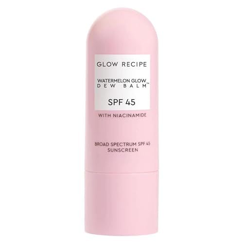 Glow Recipe Face Sunscreen Stick SPF 45 - Travel Size Roll On Korean Sunscreen with Hydrating Hyaluronic Acid &amp; Niacinamide for a Dewy Glow - No White Cast (.58oz)